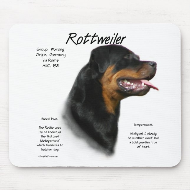 Rottweiler History Design Mouse Pad (Front)