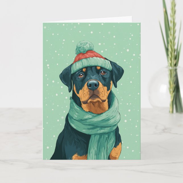 Rottweiler Holiday Greeting Card (Front)