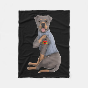 Rottweiler I Love Mum Tattoo Dog Funny Mothers Day Fleece Blanket