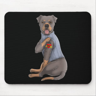 Rottweiler I Love Mum Tattoo Dog Funny Mothers Day Mouse Pad