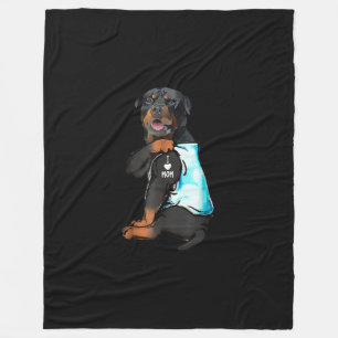 Rottweiler I Love Mum Tattoo Fleece Blanket
