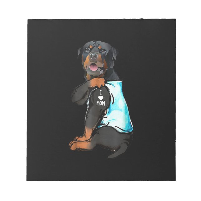 Rottweiler I Love Mum Tattoo Notepad (Front)