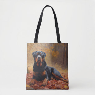 Rottweiler in Autumn Leaves Fall Inspire Tote Bag