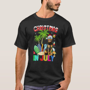 Rottweiler In Santa Hat Sunglasses Christmas In Ju T-Shirt