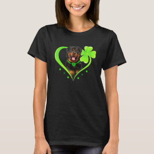 Rottweiler In Shamrock Heart St Patricks Day Dog L T-Shirt