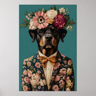 Rottweiler In Suit Poster, Rottweiler Portrait Poster
