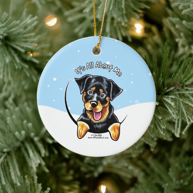 Rottweiler Its All About Me Christmas Ceramic Ornament (Tree)