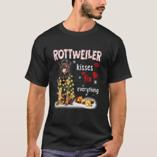 Rottweiler Kisses Fix Everything Christmas Light P T-Shirt