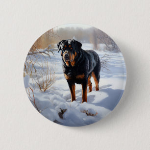 Rottweiler Let It Snow Christmas 6 Cm Round Badge