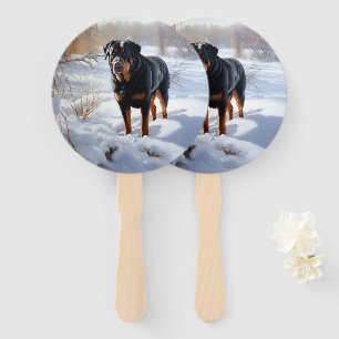 Rottweiler Let It Snow Christmas Hand Fan