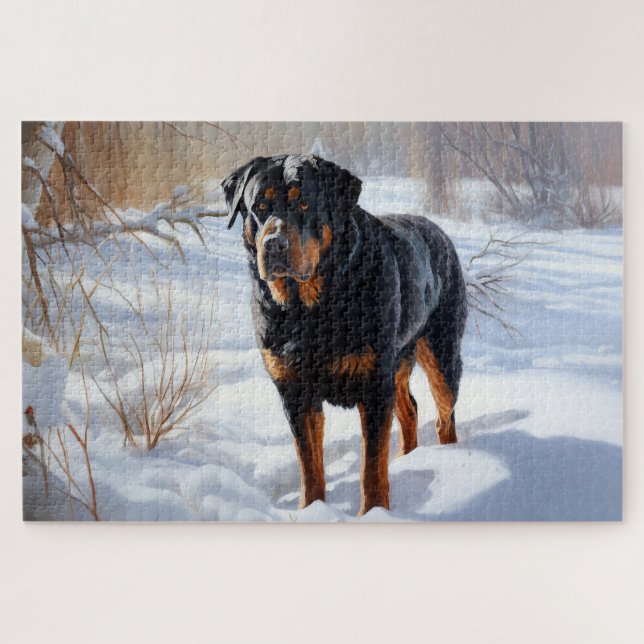 Rottweiler Let It Snow Christmas Jigsaw Puzzle (Horizontal)