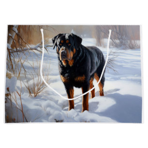 Rottweiler Let It Snow Christmas Large Gift Bag