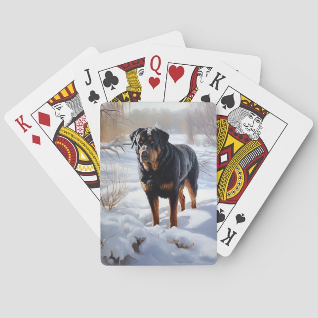 Rottweiler Let It Snow Christmas Playing Cards (Back)