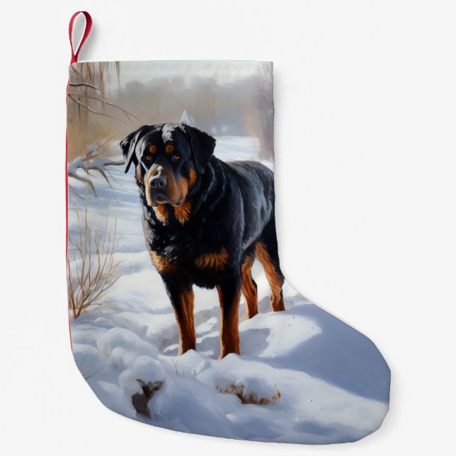 Rottweiler Let It Snow Christmas Small Christmas Stocking (Front)