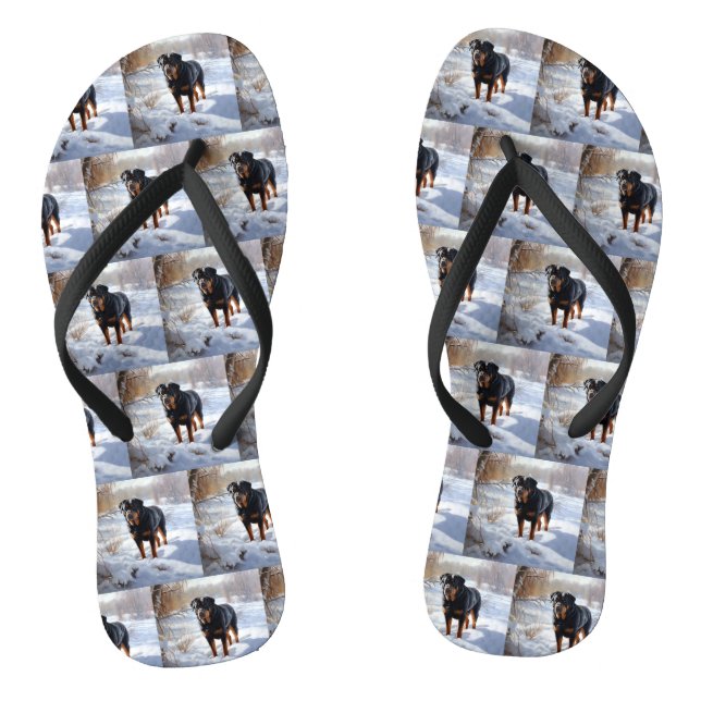 Rottweiler Let It Snow Christmas Thongs (Footbed)