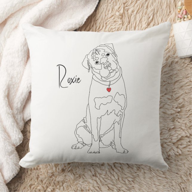 Rottweiler Line Art with Name Cushion (Blanket)
