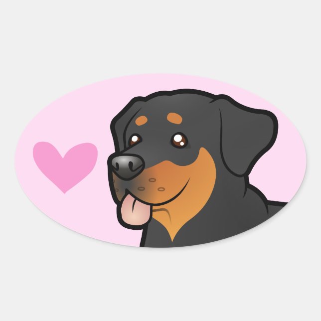 Rottweiler Love Oval Sticker (Front)