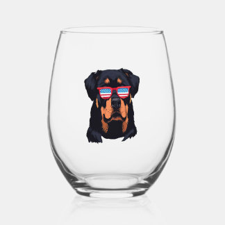 Rottweiler Lovers Gifts Stemless Wine Glass