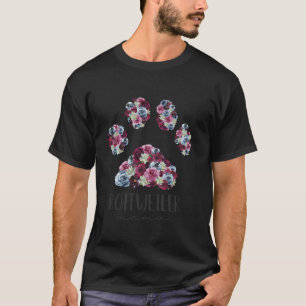 Rottweiler Mama Floral Dog Paw Rottie Mum T-Shirt