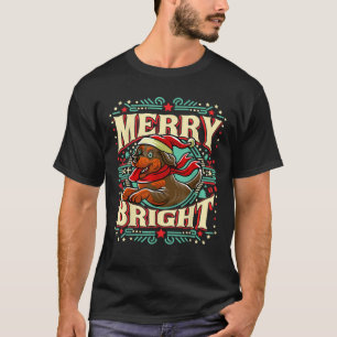 Rottweiler Merry Bright Christmas Santa Claus Dog  T-Shirt
