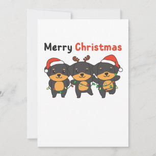Rottweiler Merry Christmas Cute Dogs Holiday Card