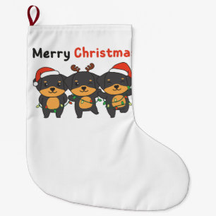 Rottweiler Merry Christmas Cute Dogs Holiday Large Christmas Stocking