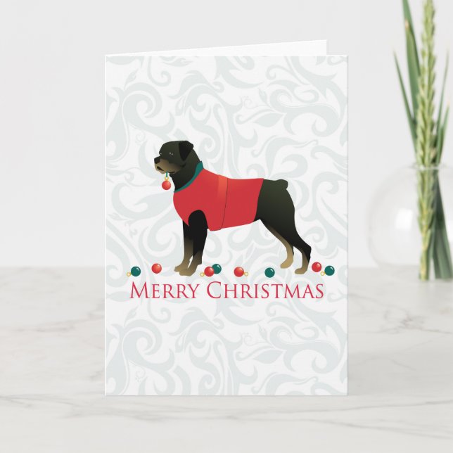 Rottweiler Merry Christmas Design Holiday Card (Front)