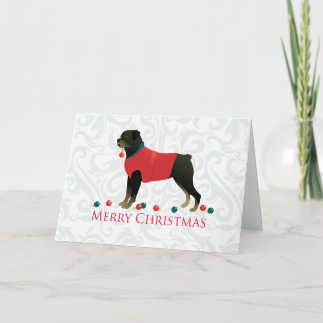 Rottweiler Merry Christmas Design Holiday Card (Front)