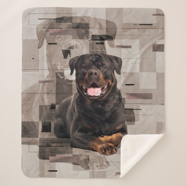 Rottweiler  - Metzgerhund Digital Art Sherpa Blanket (Front)
