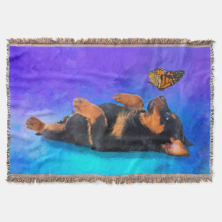 Rottweiler  - Metzgerhund Puppy with butterfly Throw Blanket