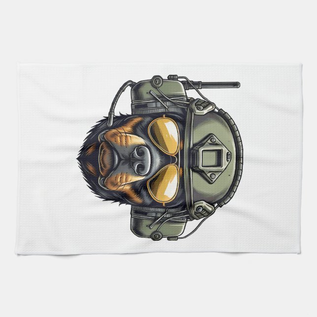 Rottweiler Military Design Tea Towel (Horizontal)