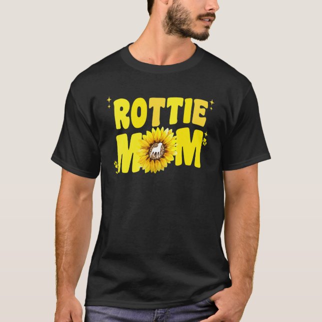 Rottweiler Mom For Women Sunflower Rottie Rott Dog T-Shirt (Front)
