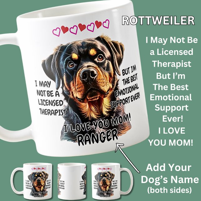 Rottweiler Mug,  Add Dog's Name, Can Change Text Coffee Mug (Creator Uploaded)
