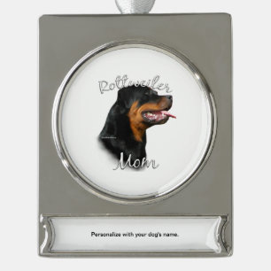Rottweiler Mum 2 Silver Plated Banner Ornament