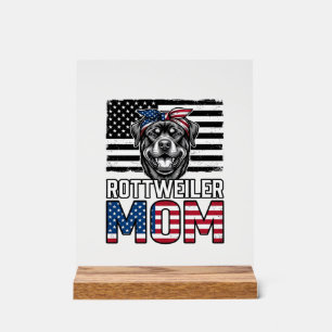 Rottweiler Mum Patriotic Vintage Dog Shirt Design_ Acrylic Sign