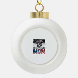 Rottweiler Mum Patriotic Vintage Dog Shirt Design_ Ceramic Ball Christmas Ornament