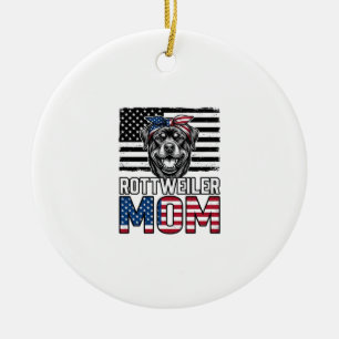 Rottweiler Mum Patriotic Vintage Dog Shirt Design_ Ceramic Ornament