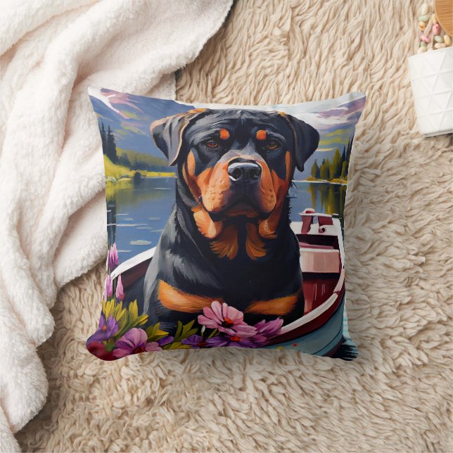 Rottweiler on a Paddle: A Scenic Adventure Cushion (Blanket)