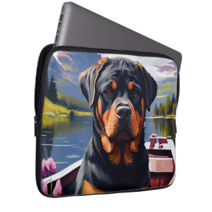 Rottweiler on a Paddle: A Scenic Adventure Laptop Sleeve