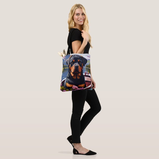 Rottweiler on a Paddle: A Scenic Adventure Tote Bag (On Model)