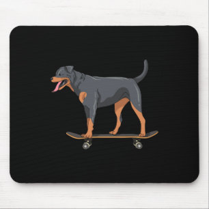 Rottweiler On Skateboard Cute Skater Dog Puppy Lov Mouse Pad