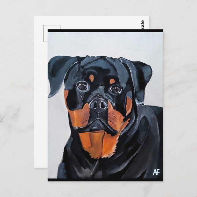 Rottweiler Painting by Alfred Fox Postcard (Front/Back)