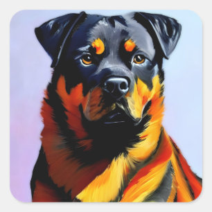 Rottweiler painting square sticker