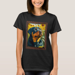 Rottweiler Painting Sunflower Flower Mum Women Flo T-Shirt