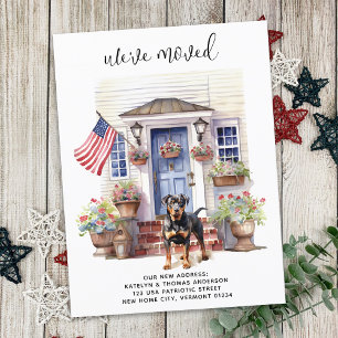 Rottweiler Patriotic Personalised Pet Dog Moving Announcement Postcard
