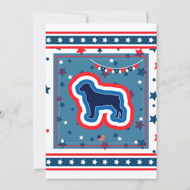 Rottweiler Patriotic Red White And Blue 4th July Holiday Card (Front)
