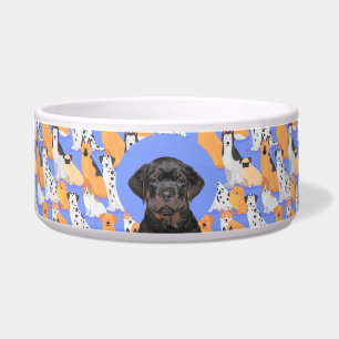 Rottweiler Personalised Photo & Name Dog Bowl