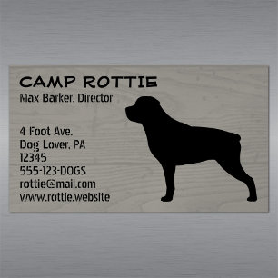 Rottweiler Pet Dog Silhouette   Rottie Rustic Magnetic Business Card