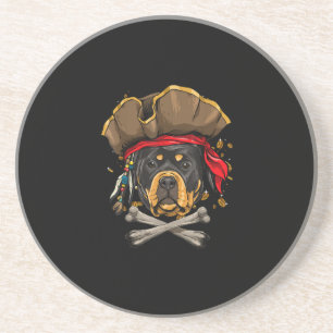 Rottweiler Pirate Dog Halloween Jolly Roger Gift . Coaster