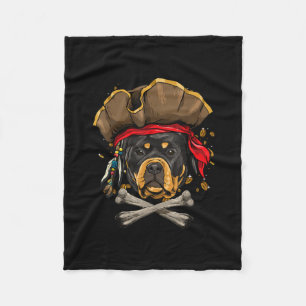 Rottweiler Pirate Dog Halloween Jolly Roger Gift . Fleece Blanket